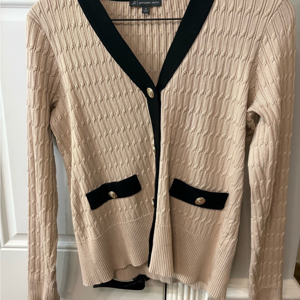 Adrianna Papell Beige Cardigan Sweater